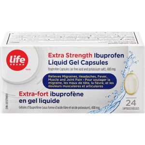 Life Brand Extra Strength Ibuprofen Liquid Gel Capsules 24 Count