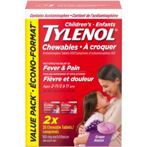 Tylenol Children's Medicine, Fever & Pain, Chewable Tablets, Grape 40 ea