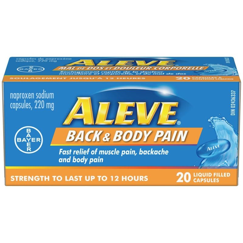 ALEVE Back And Body Pain Relief Liquid Gels, Naproxen Sodium 220mg, 20 ...