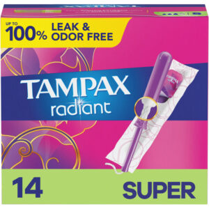 Tampax Radiant Tampons with LeakGuard Braid, Super Absorbency, Unscented 14 EA
