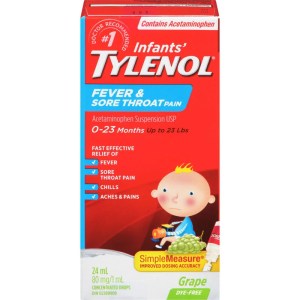 Infants' TYLENOL Fever & Sore Throat Pain Drops, Grape 24 ML