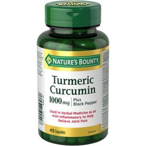 NATURES BOUNTY Turmeric Curcumin Plus Black Pepper Pills, 1000mg 45 Count
