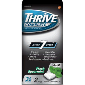 THRIVE COMPLETE GUM 2mg Regular Strength Nicotine Replacement Fresh Spearmint 36 Count