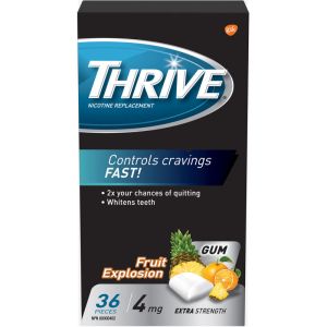 Thrive Gum 4mg Extra Strength Nicotine Replacement Fruit Explosion - 36 Count