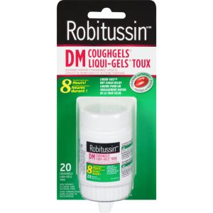 Robitussin DM CoughGels 20 Capsules - Liquid-Fast Relief for Coughs