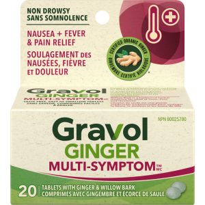 Gravol Ginger Multi-Symptom Cold and Fever Tablets with Willowbark