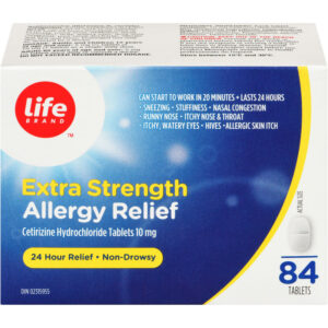Life Brand Extra Strength Allergy Relief Cetirizine Hydrochloride Tablets, USP 84 TAB