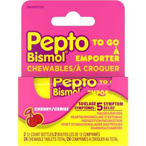 Pepto Bismol Cherry Chewables for Digestive Relief - 24 ct