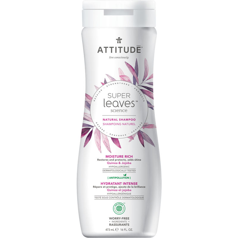 Attitude Super Leaves Moisture Rich Shampoo - Quinoa and Jojoba Proteins, 473 mL
