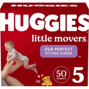 Huggies Little Movers Baby Diapers, Size 5, 50 Count - Leakage Protection & 5-Way Fit System