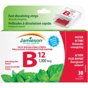 Jamieson Vitamin B12 1,000 mg (Methylcobalamin) - Fast Dissolving Strips 30 Count