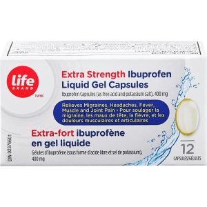 Life Brand Extra Strength Ibuprofen Liquid Gel Capsules 12 Count