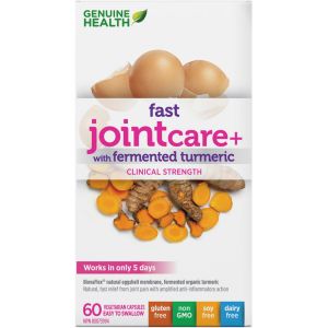 Genuine Health Fast Pain Relief+ with Fermented Turmeric, Natural Eggshell Membrane 60 Capsules