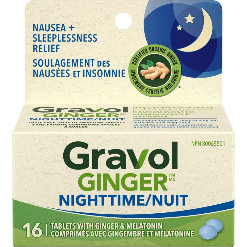 Gravol Ginger Nighttime Tablets with Melatonin 16 EA