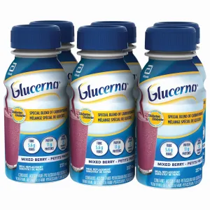 Glucerna Nutritional Drink, Meal Replacement Shake, Mixed Berry, 6 x 237 mL 5.6 g
