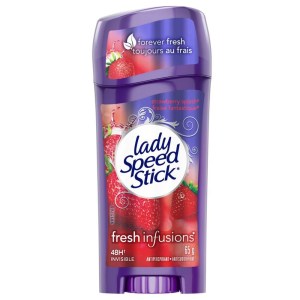 Lady Speed Stick Antiperspirant Deodorant, Fresh Infusions, Strawberry Splash 65 g