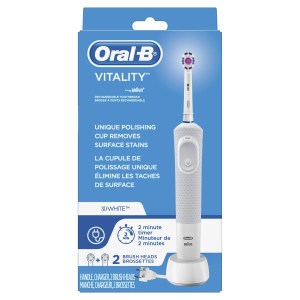Oral-B Vitality 3D White Electric Rechargeable Toothbrush with 2 Brush Heads