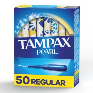 Tampax Pearl Tampons Regular Absorbency with BPA-Free Plastic Applicator and LeakGuard Braid, Unscented