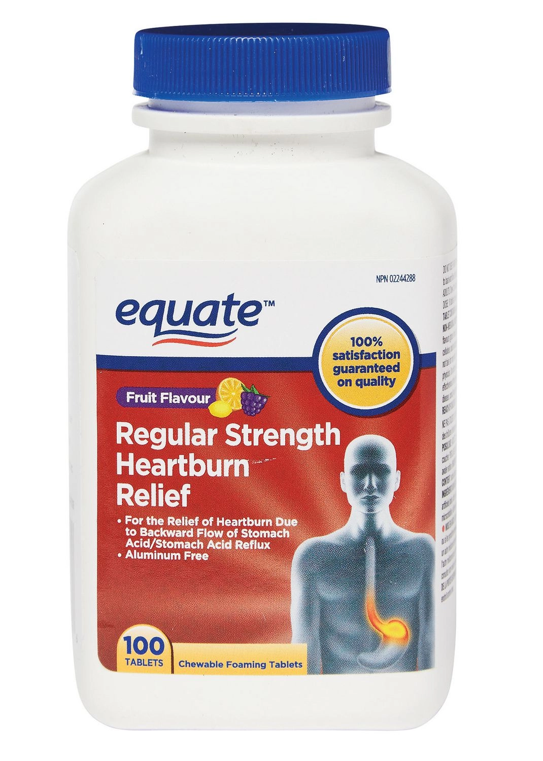 Equate Fruit Flavour Regular Strength Heartburn Relief 100 Tablets