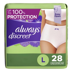 Always Discreet Incontinence Underwear for Women, Maximum, Large