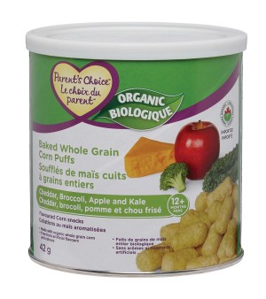 Parent's Choice Organic Cheddar, Broccoli, Apple & Kale Whole Grain Corn Puffs 42 g