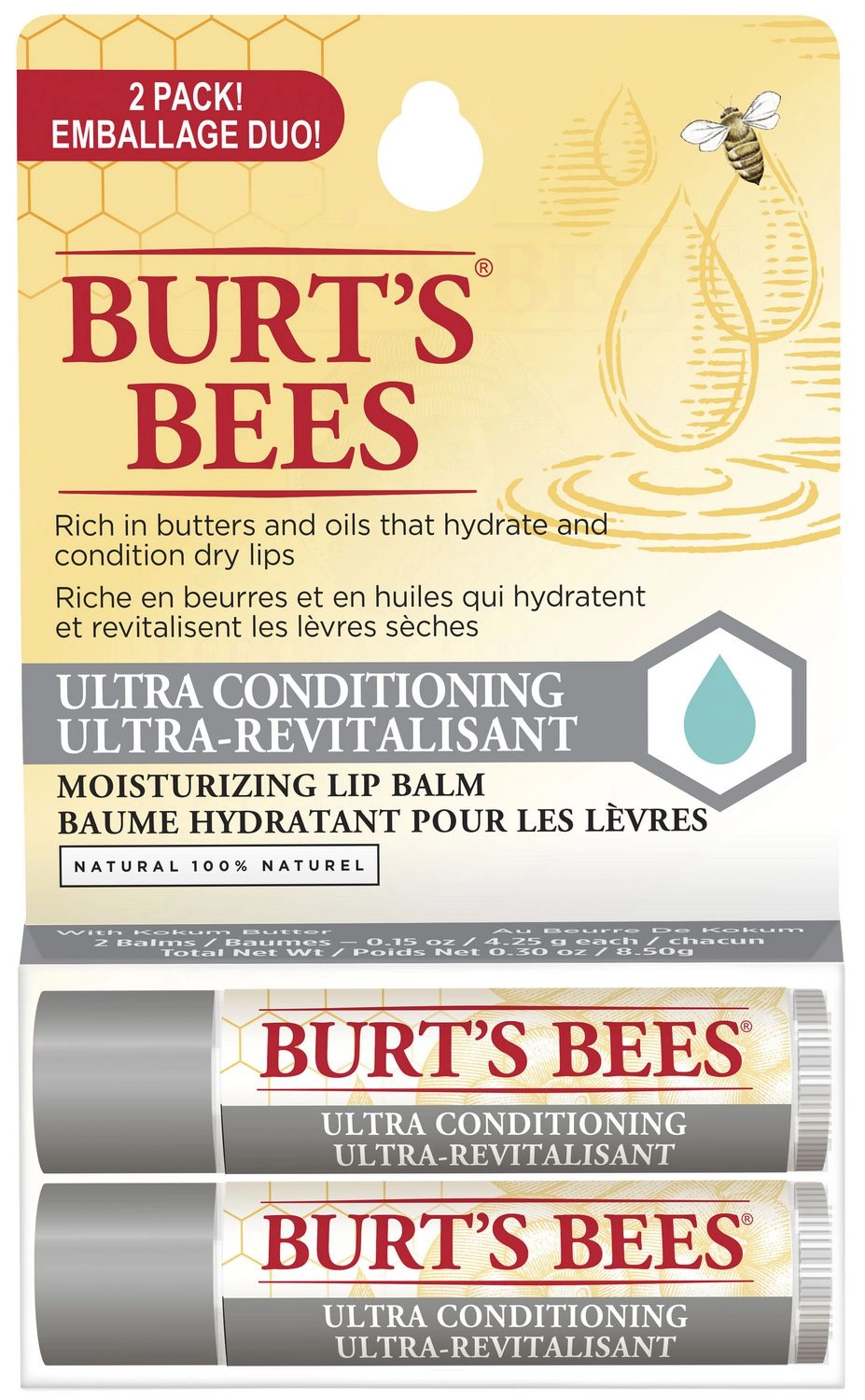 BURT'S BEES Ultra Conditioning Lip Balm with Kokum Butter - 2 Pack