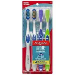 Colgate 360 Toothbrush with Tongue and Cheek Cleaner, Medium