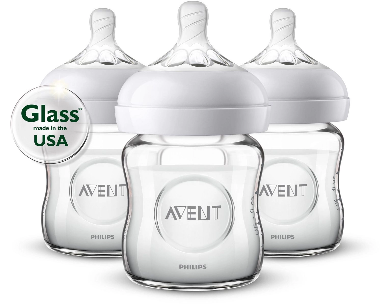 Philips Avent Natural Glass Baby Bottles, 4oz, 3pk, SCF701/37