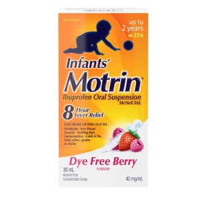 Motrin Infants' Ibuprofen Oral Suspension Concentrated Drops Dye Free Berry Flavour, 30 mL 30 mL