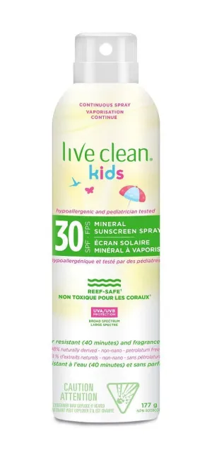Live Clean Kids Mineral Sunscreen Spray SPF 30 177 g
