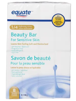 Equate 1/4 Hydrating Lotion Beauty Bar for Sensitive Skin 90 g