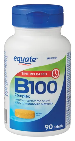 Equate Vitamin B100 Complex Timed Release 90 Tablets