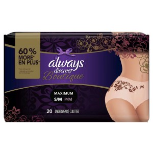 Always Discreet Boutique Incontinence Underwear for Women, Maximum Protection, Small/Medium
