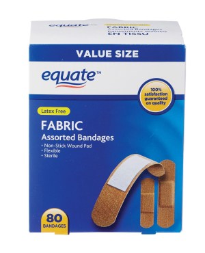 Equate Fabric Assorted Bandages, 80ct