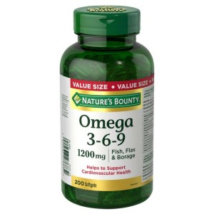 Nature's Bounty Omega 3-6-9 1200 mg Value Size 200 Softgels