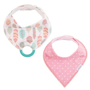 Dr. Brown's Bandana Bibs 2 Packs Pink And Green Feathers