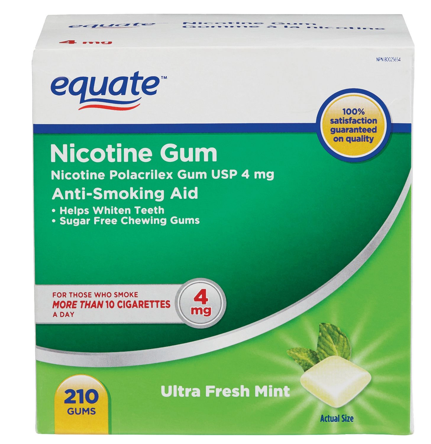 Equate Nicotine Gum Ultra Fresh Mint 4mg 210ct 4 mg