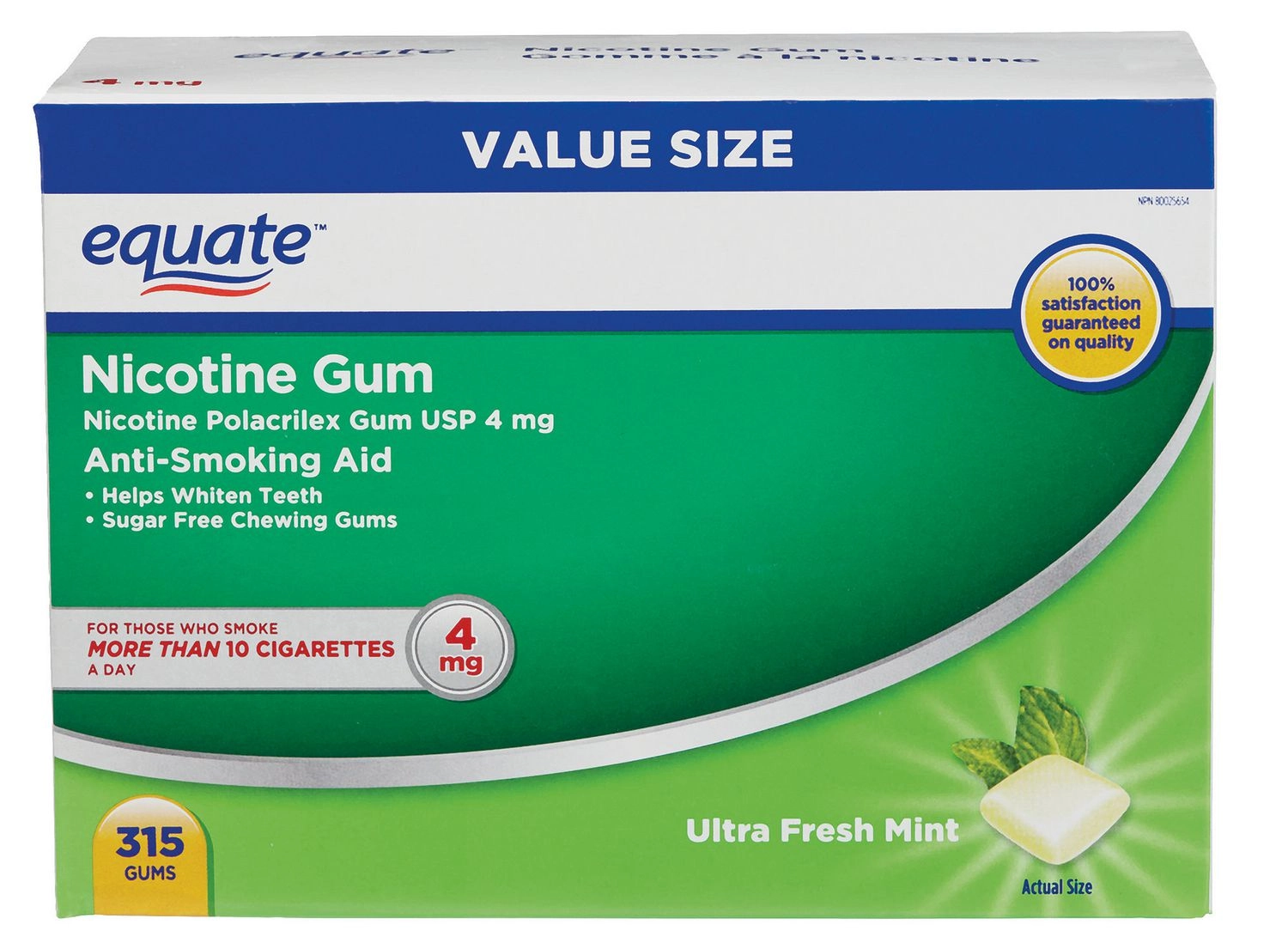 Equate Nicotine Gum Ultra Fresh Mint 4mg 315ct 4 mg