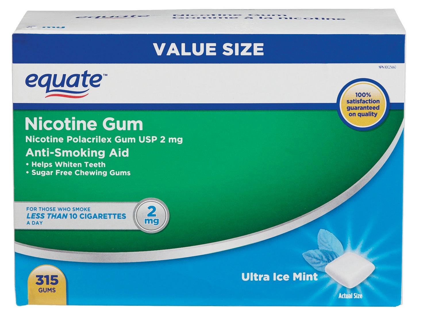 Equate Nicotine Gum Ultra Ice Mint 2mg 315ct 2 mg