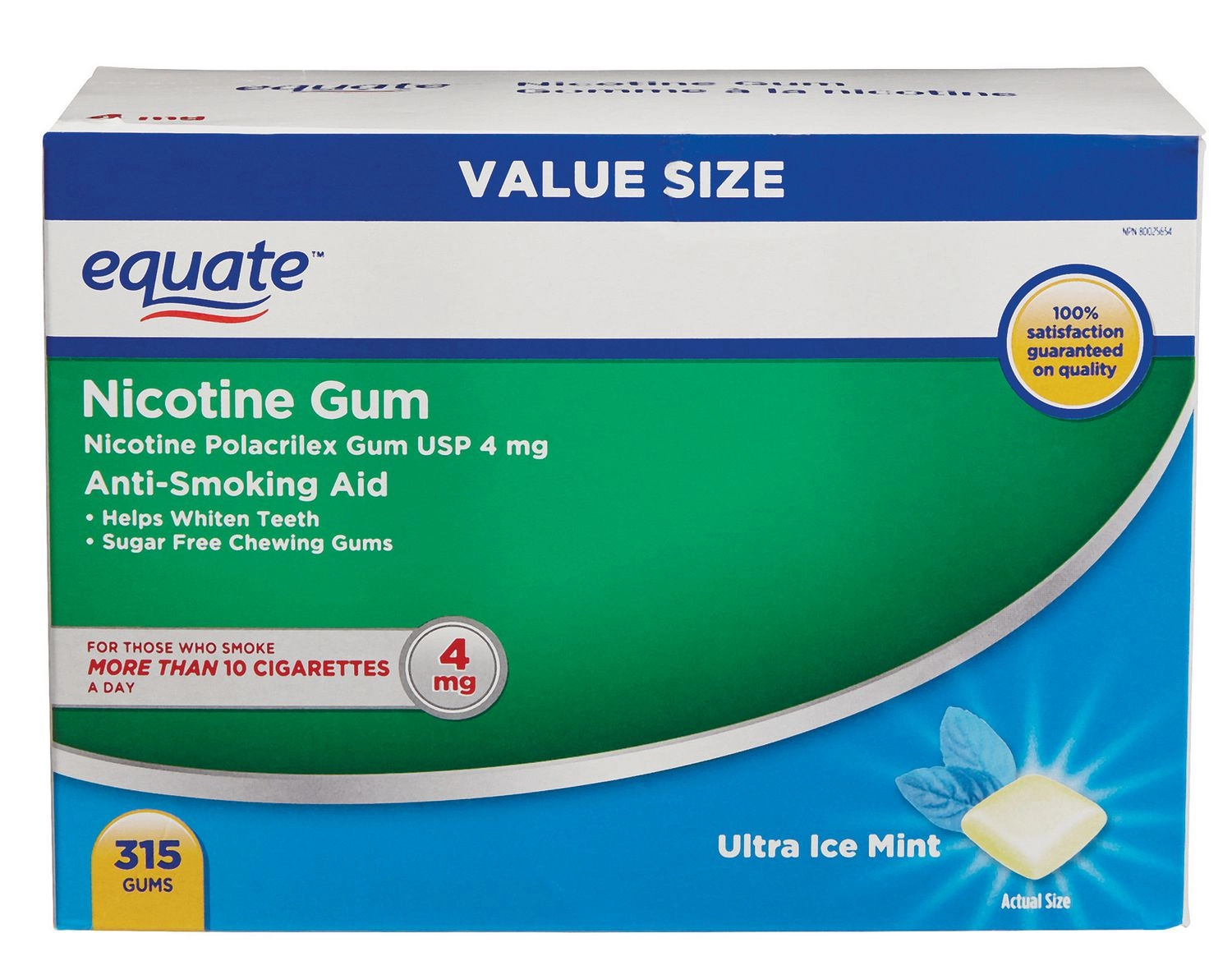 Equate Nicotine Gum Ultra Ice Mint 4mg 315ct 4 mg