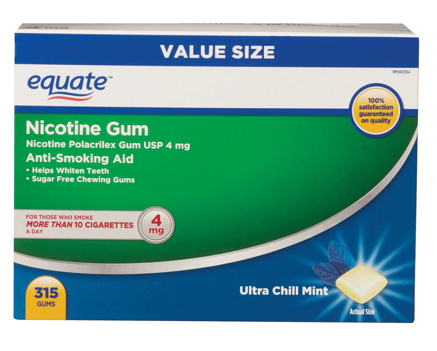 Equate Nicotine Gum Ultra Chill Mint 4mg 315ct 4 mg