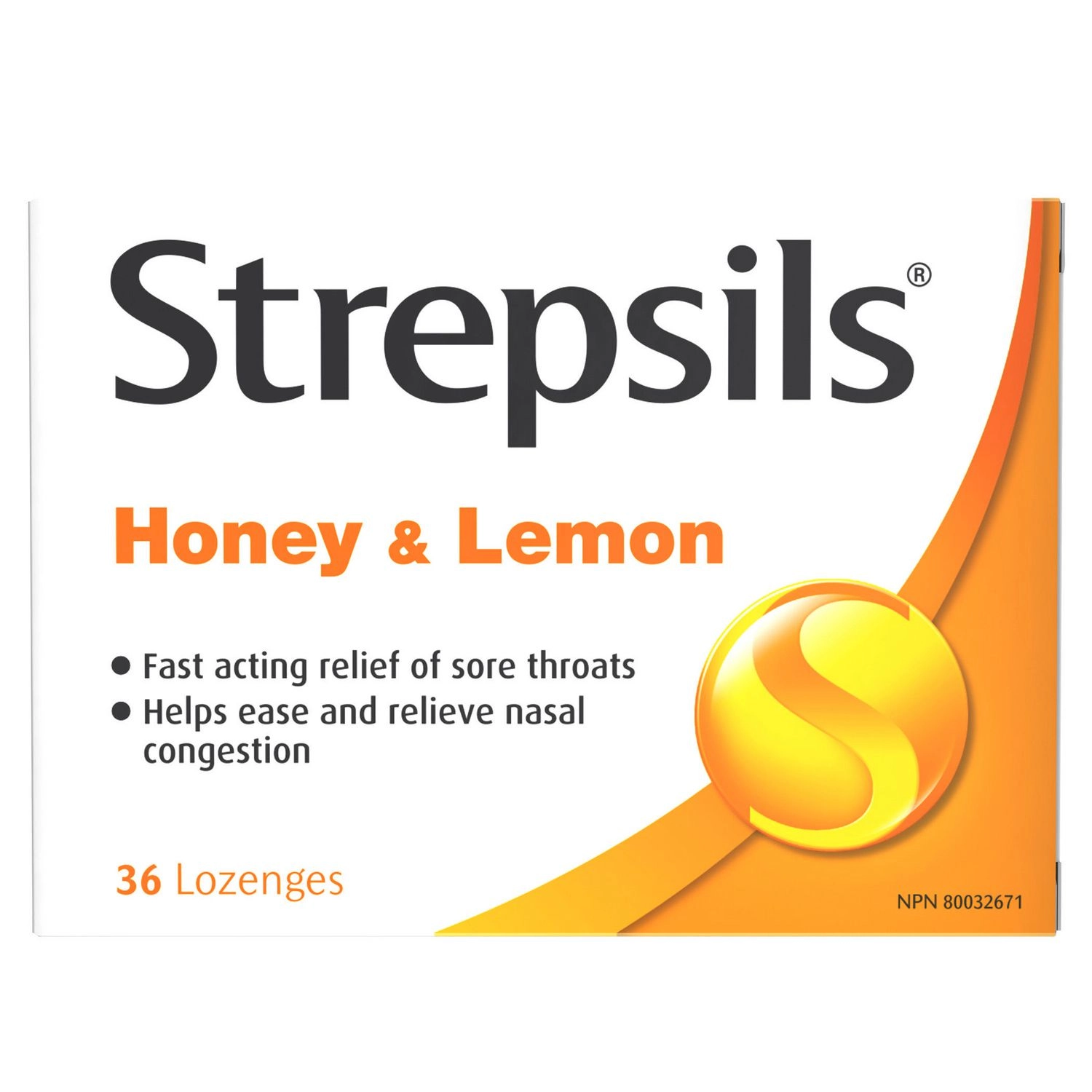 Strepsils Lozenges, Fast Acting Relief for Sore Throats, Honey & Lemon 36 L