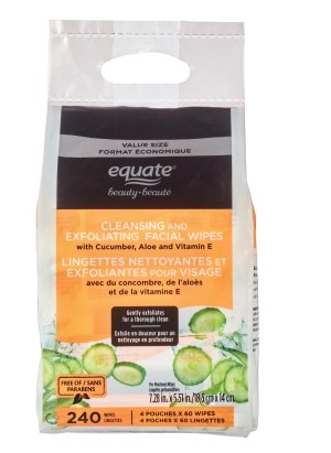 Equate Beauty Cleansing and Exfoliating Facial Wipes 240ct 60 L
