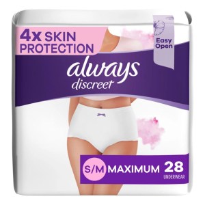 Always Discreet Sensitive Skin Underwear S/M Maximum Plus Absorbency