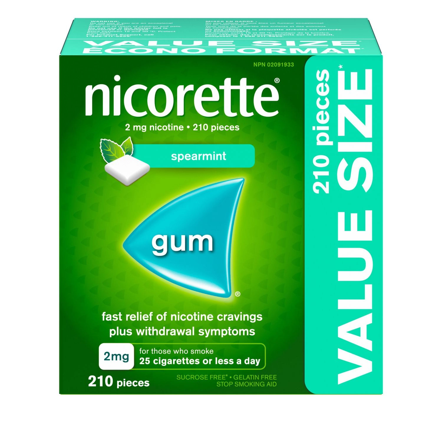 Nicorette Gum, Nicotine 2mg, Spearmint Flavour 2 mg