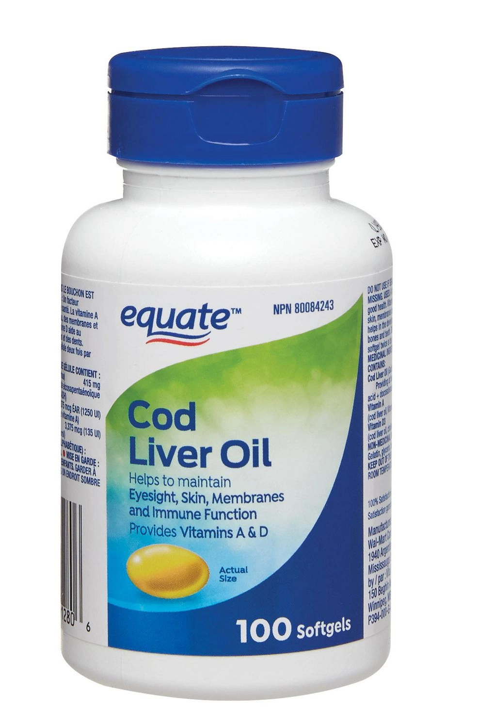 Equate Cod Liver Oil 100 Softgels