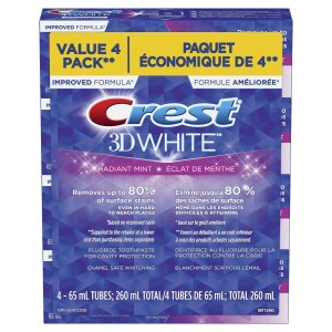 Crest 3D White Radiant Mint Whitening Toothpaste 4x65 mL