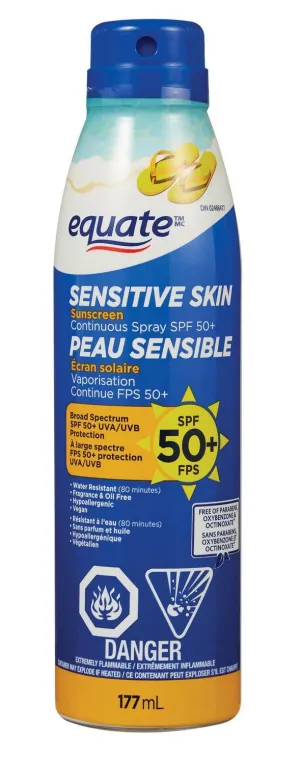 Equate Sensitive Skin SPF 50+ Continuous Spray Sunscreen 177 mL