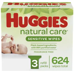 Huggies Natural Care Sensitive Baby Wipes, Unscented 624 Count