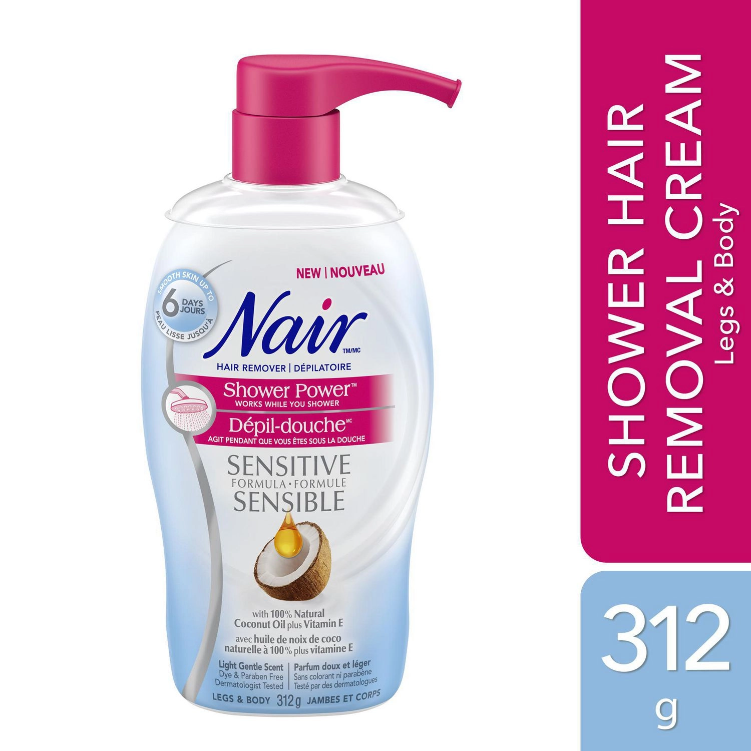 Nair Shower Power Sensitive Formula Hair Remover for Legs & Body 312g
